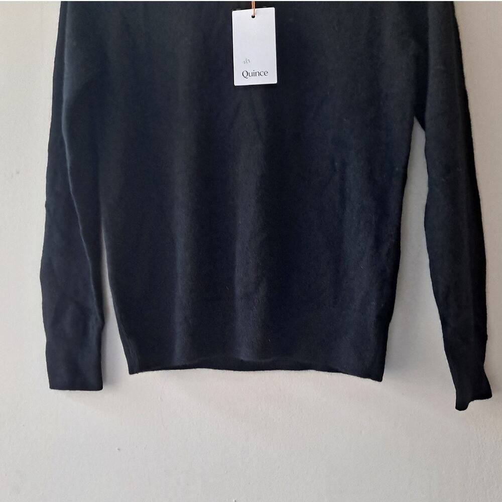 NWT Quince Mongolian Cashmere Crewneck Sweater Long Sleeve Black Womens Size XS - Picture 8 of 11